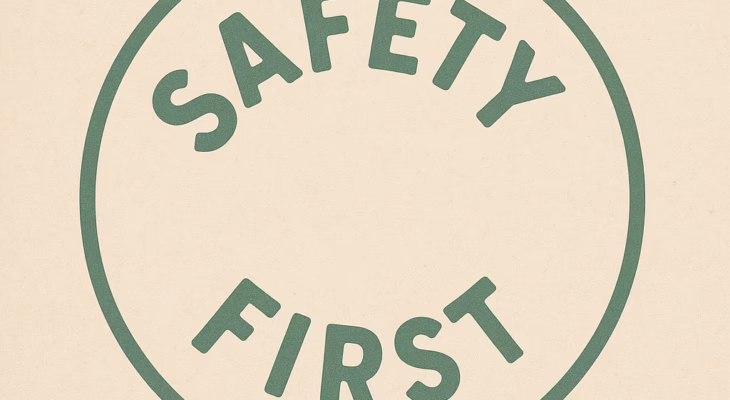 Vintage round sign saying Safety First, symbolizing awareness in the swinger lifestyle