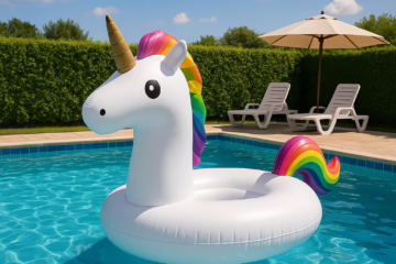 Unicorn lifestyle swinging illustration