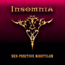 Official Insomnia Berlin Swinger Club logo with gold erotic mask design on red and black background, representing the city’s leading destination for swinging in Berlin.