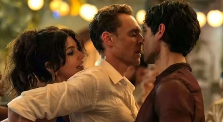 Minimalist illustration representing the best MMF positions with two men and one woman in a balanced, consensual dynamic