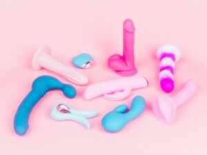 Selection of adult toys used for double penetration and couple lifestyle experimentation