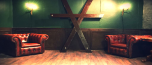 Kink Club Denmark lounge with leather sofas social area Skive lifestyle club