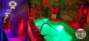 Jacuzzi area at Moon City Paris with atmospheric lighting and relaxation space for guests