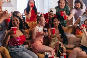 Group of friends socializing and enjoying time together in a lifestyle community setting